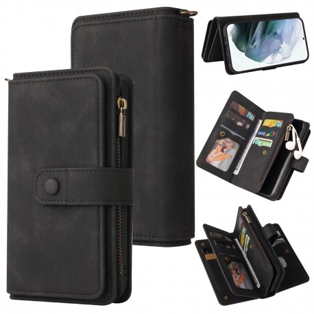 Samsung S24 Multifunktionellt Pl&aring;nboksfodral Zip 13-Fack-Samsung S24-Shockproof.se