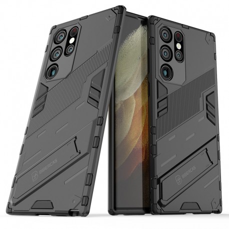Samsung S24 Ultra St&ouml;tt&aring;ligt Skal med Kickstand ThinArmor V2 - Svart-Samsung S24 Ultra-Shockproof.se