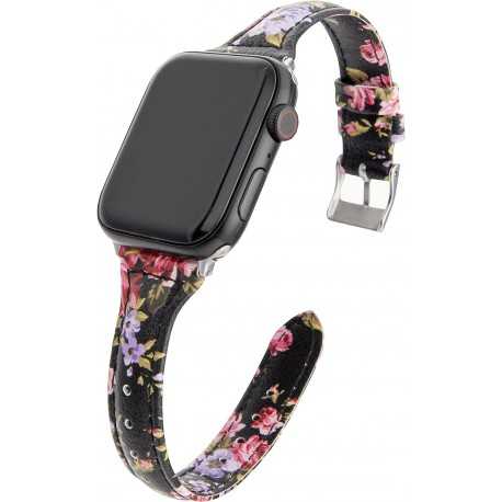 Apple Watch 38/40/41mm Stilrent L&auml;derarmband Mercy Flower-Smartwatch-tillbeh&ouml;r-Shockproof.se