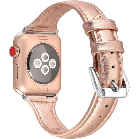 Apple Watch 38/40/41mm Stilrent L&auml;derarmband Mercy - Rosegold-Smartwatch-tillbeh&ouml;r-Shockproof.se