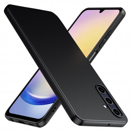 Samsung A25 5G Gummibelagd Mattsvart Silikon Skal Kameraskydd Liquid - Svart-Samsung A25 5G-Shockproof.se