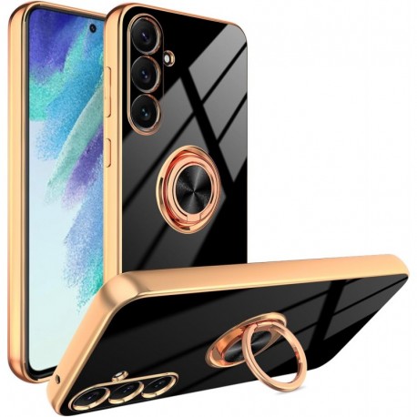 Samsung A15 5G Elegant & St&ouml;tt&aring;ligt Skal med Ringh&aring;llare Flawless - Svart-Samsung A15-Shockproof.se