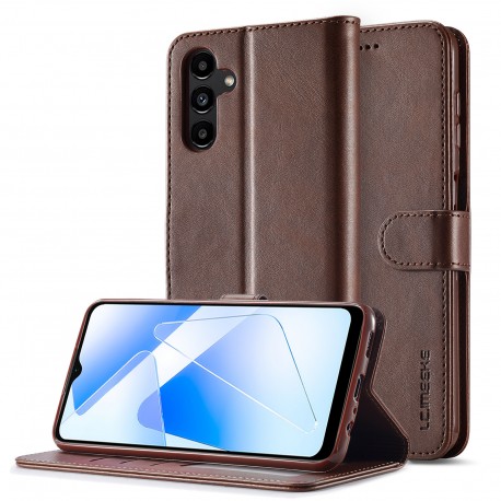 LC.IMEEKE Pl&aring;nboksfodral Samsung A35 5G - M&ouml;rkbrun-Samsung A35-Shockproof.se