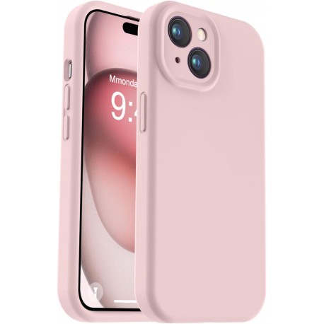 iPhone 15 Plus Gummibelagt Skal med Kameraskydd Liquid V2 - Rosa-iPhone 15 Plus-Shockproof.se