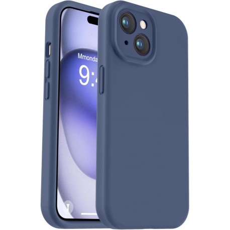 iPhone 15 Plus Gummibelagt Skal med Kameraskydd Liquid V2 - Marinbl&aring;-iPhone 15 Plus-Shockproof.se