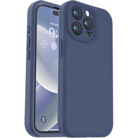 iPhone 15 Pro Max Gummibelagt Skal med Kameraskydd Liquid V2 - Marinbl&aring;-iPhone 15 Pro Max-Shockproof.se